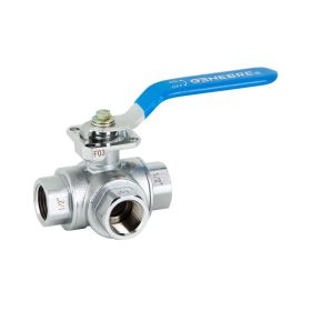Messing 3-weg T kogelkraan 1 1/4"