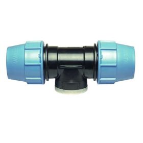 PE T-stuk klemkoppeling x bi.dr. x klemkoppeling, 32 x 1/2'' x 32 mm