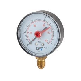Manometer droog + rode index, 63 mm, 0-25, 1/4" o.a.
