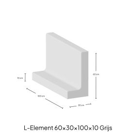 L-Element 60x30x100x10 Grijs Zichtbeton