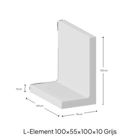 L-Element 100x55x100x10 Grijs Zichtbeton