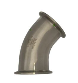Tri-Clamp, RVS 316T, Bocht 45°, 80 x 106 mm